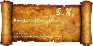 Berde Mátyás névjegykártya